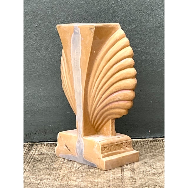 Modern Vintage Eco-Plaster Clam Shell Console Pedestal For Sale - Image 3 of 12