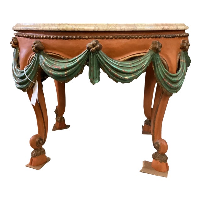 Early 20th Century Petite Burnt-Orange Side Table From Italy For Sale