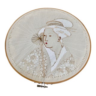 Vintage Geisha Embroidered Wall Decor For Sale