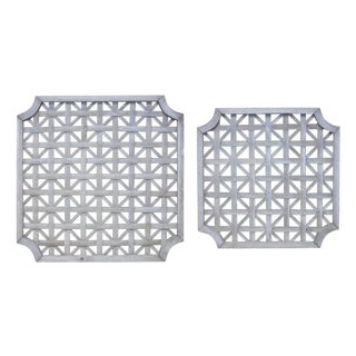 Woven Wood Square Wall Hanging (Set of 2) For Sale