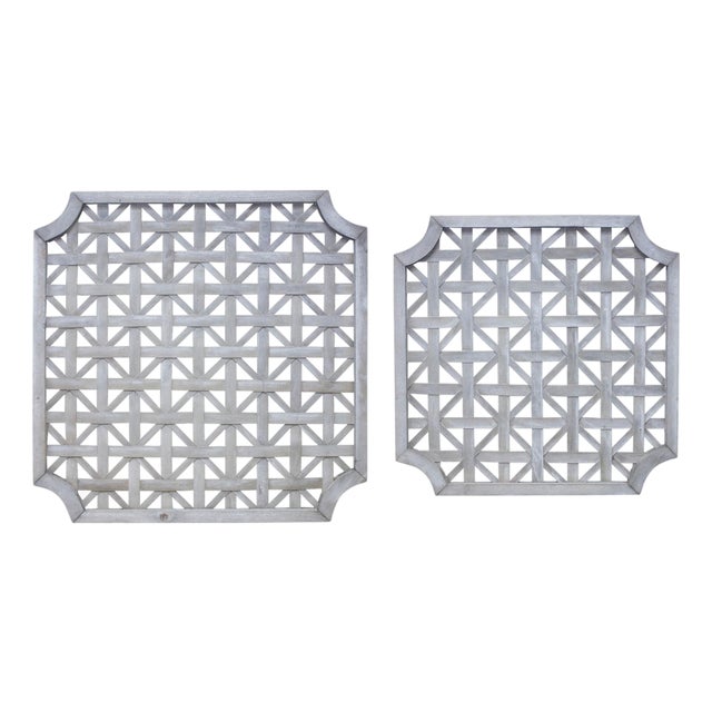 Woven Wood Square Wall Hanging (Set of 2) For Sale