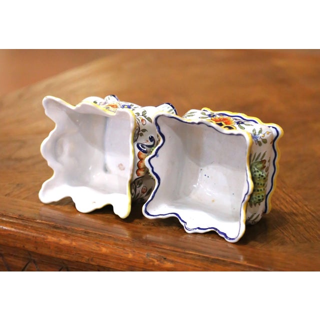 White Near Pair of Early 20th Century French Rouen Faience Cachepots or Nuts Bowls For Sale - Image 8 of 11