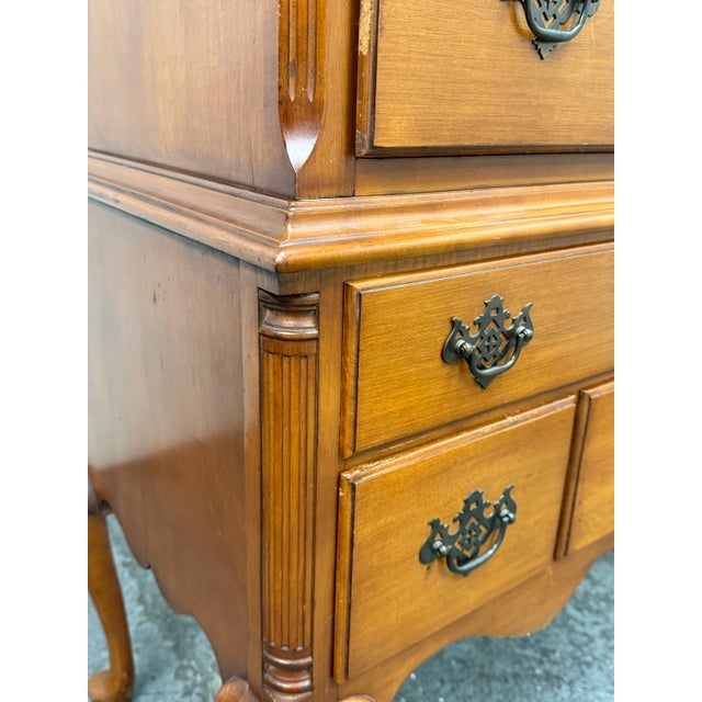 Brown Vintage Georgian Style Highboy Dresser For Sale - Image 8 of 12