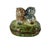 A hand-painted porcelain trinket box from Limoges, France, featuring an adorable pair of wide-eyed owls nestled closely...