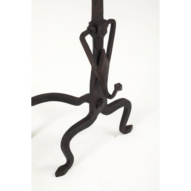 Black 1930's Art and Crafts Abstract Large Iron Andirons For Sale - Image 8 of 12