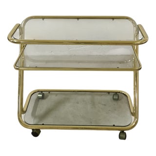 Morex Glass and Gold Metal Trolley, 1980s For Sale