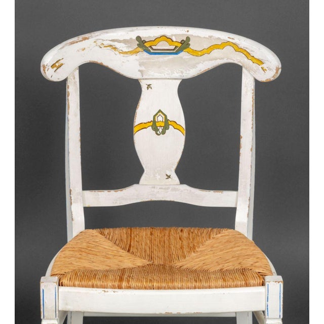 American American Paint-Decorated Rush Seat Chairs, Pair For Sale - Image 3 of 7