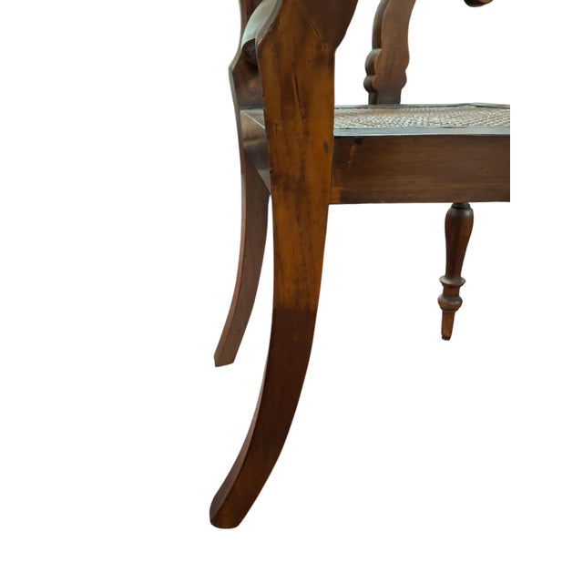 Pair of Caned & Carved Wood Arm Chairs For Sale - Image 15 of 18