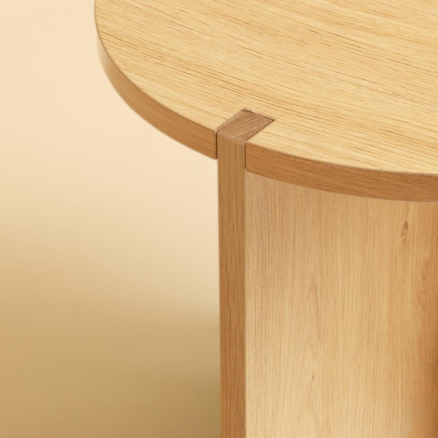 Contemporary Round Side Table in Oak by Lebanto For Sale - Image 3 of 4