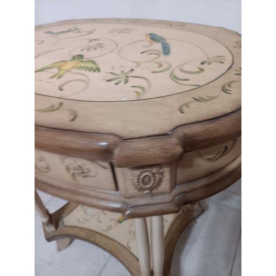 1980s Decorative French Style Accent Table Featuring Hand Painted Details One Drawer For Sale In Naples, FL - Image 6 of 8