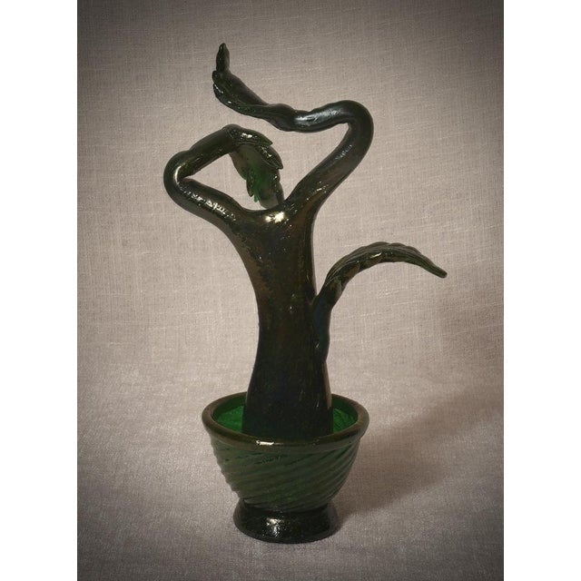 Italian Mid-Century Murano Green Glass Cactus Sculpture, 2000s For Sale - Image 9 of 10