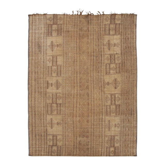 Vintage Tuareg Mat in Brown and Beige With Intricate Tribal Patterns For Sale