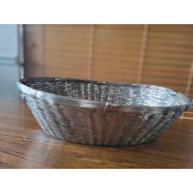 Vintage Woven Metal Basket For Sale - Image 11 of 12