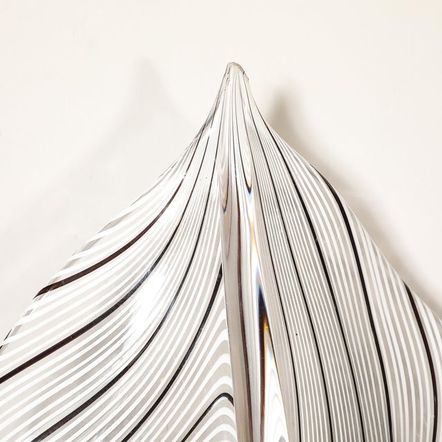 Mid-Century Hand-Blown Black Linear Murano Glass Leaf Sconces by Franco Luce For Sale - Image 12 of 15