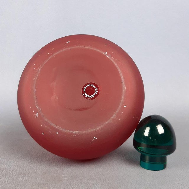 Modern Murano Glass Bottles in Blue, Green & Red by V. Nason & C., 1970s, Set of 2 For Sale - Image 6 of 16