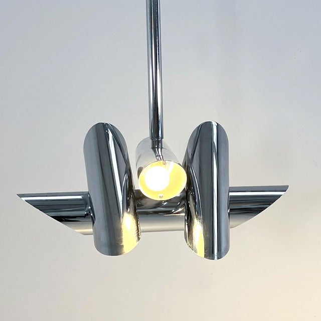 Chromed Structural Pendant Lamp by Oscar Torlasco for Stilkronen, 1960s For Sale - Image 3 of 10