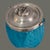 Antique Victorian Blue Frosted Satin Glass Silver Plated Lid Handle Biscuit Jar For Sale - Image 4 of 11