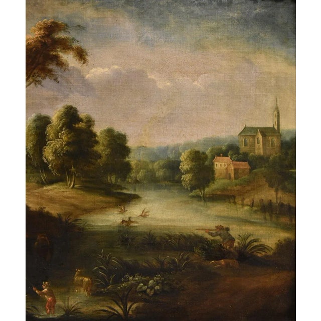 Théobald Michou, Landscape, 1720, Oil on Canvas For Sale - Image 4 of 17
