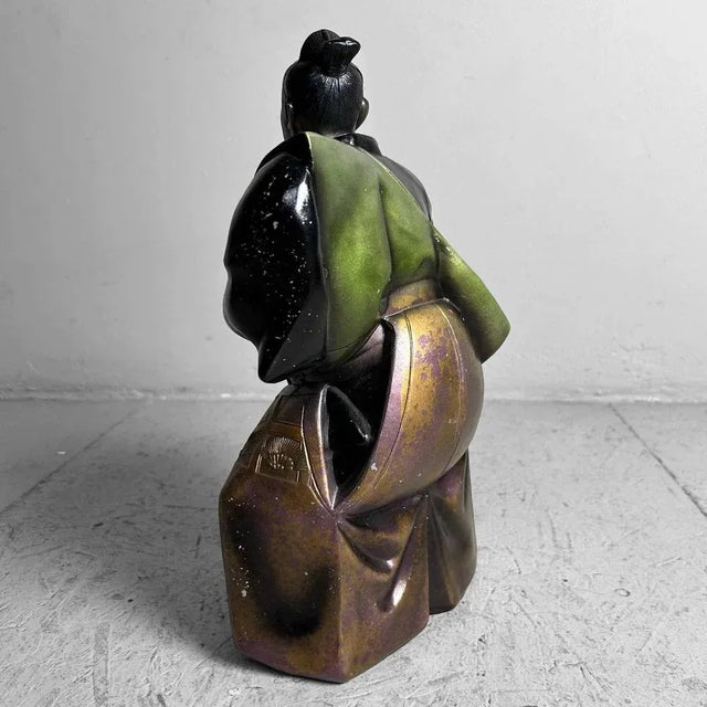ミニマムサイズ一刀彫　登山者　木製　木彫刻　 昭和レトロ Mid-Century Samurai Warrior Statue, Takaoka, Japan, 1960s