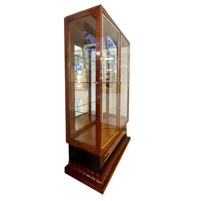 Wood Art Deco Showcase Glazed on Three Sides For Sale - Image 7 of 11