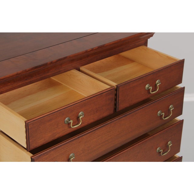 1970s Bench Made Cherry 8 Drawer Highboy For Sale - Image 5 of 15