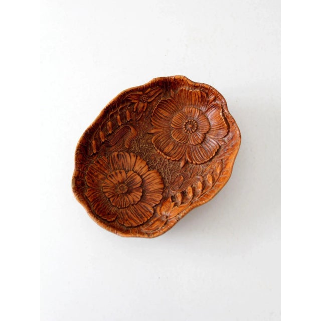 Vintage Syroco Style Floral Cast Wood Bowl For Sale - Image 6 of 6