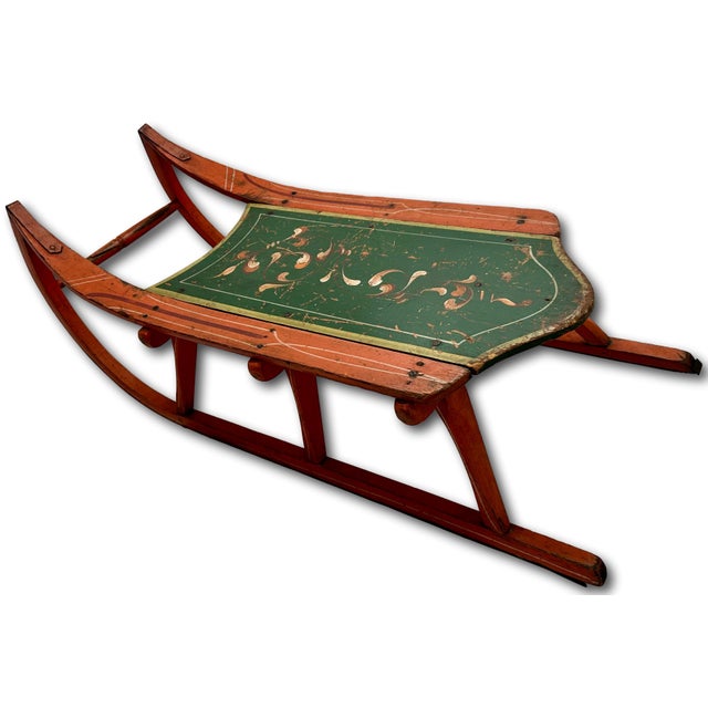 Outstanding Antique American Victorian Childs Snow Sled With Beautiful Original Hand Painted Features - Circa 1870s For Sale - Image 15 of 18