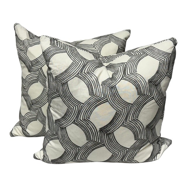 Thom Filicia Home for Eastern Accents Veer Throw Pillows, Pair For Sale