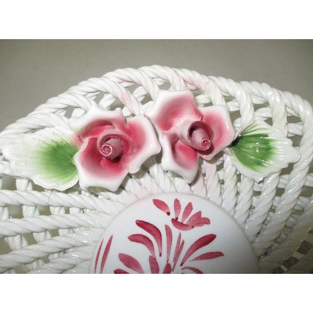 Capodimonte Italian Ceramic Floral Pedestal Bowl For Sale - Image 4 of 7