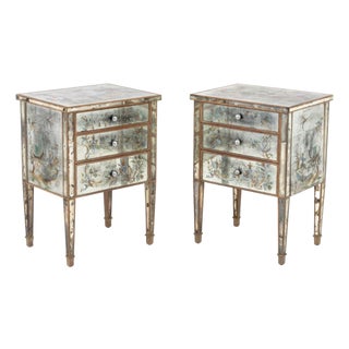 Chinoiserie Mirrored Chests of Drawers, Pair For Sale