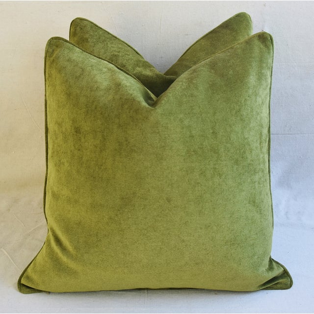 Forest Green Velvet Feather/Down Pillows 24" Square Pair Chairish