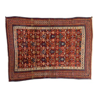 Antique Caucasian Square Rug - 3'11" X 5'1" For Sale