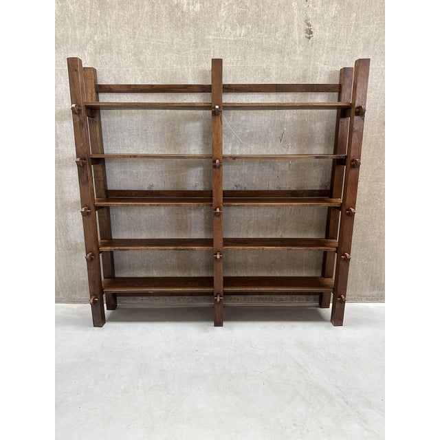 Brown Vintage Brutalist Wabi-Sabi Wall Cabinet in Oak For Sale - Image 8 of 12