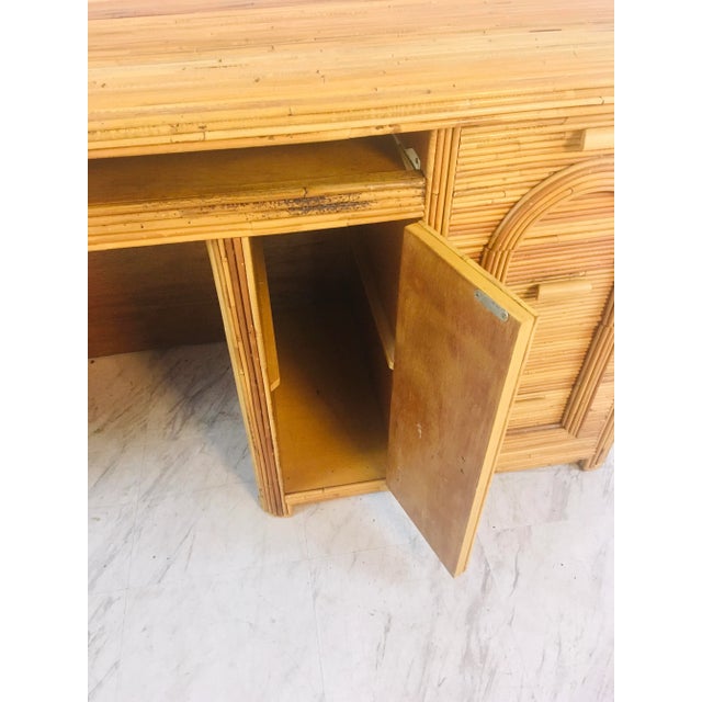 Brown Pencil Reed Rattan Desk For Sale - Image 8 of 13