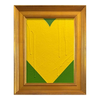 Ron Giusti Mini Heart Kelly Yellow Heart Acrylic Painting For Sale