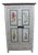 Primitive Painted Pine Linen Press With Floral Decoration For Sale