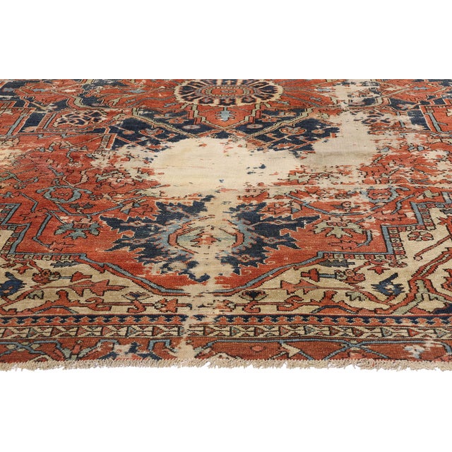 Late 19th Century Antique Persian Serapi Rug - 10'06 X 12'08 For Sale - Image 4 of 9