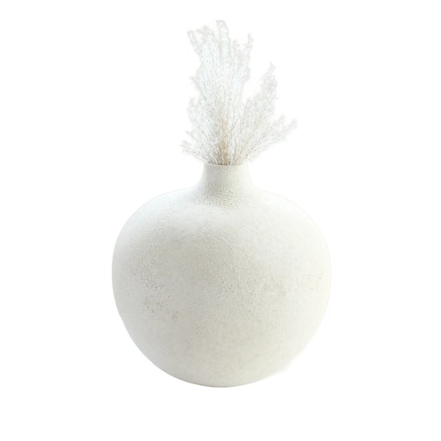 LRG Textured Earthenware Vessel Globe Shaped/Contemporary For Sale