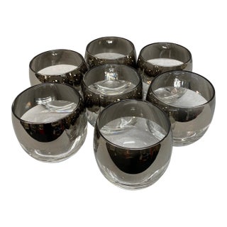 Silver Band Roly Poly Cocktail Glasses - Set of 7 For Sale