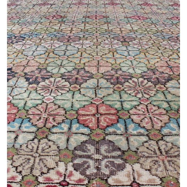 MidCentury Modern, Vintage Rug in Multi Colors in Modern Design Chairish