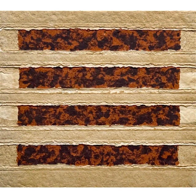 Nancy Genn, Handmade Paper Collage Sculpture Art Assemblage with String Nancy Genn Modernist, 1977 For Sale