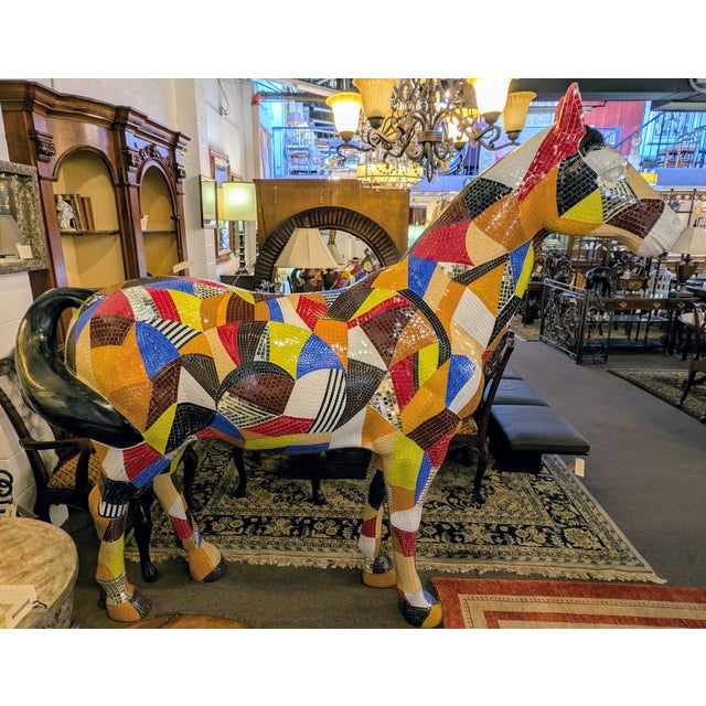 Life-Size Mosaic Tiled Multi-Colored Horse For Sale - Image 9 of 10