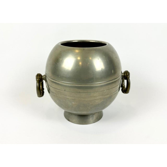 Swedish Art Deco Pewter Globe Vase with Handles from GAB, 1935, in Very Good conditions. Designed 1920 to 1949 This piece...