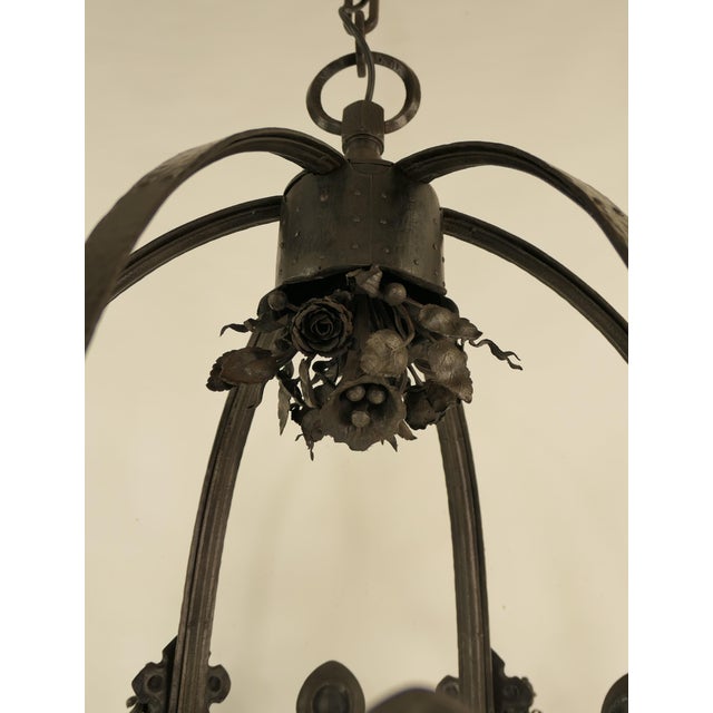 Viennese Wrought Iron Chandelier, Austria, 1900s For Sale - Image 7 of 18