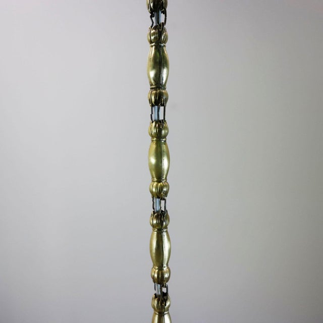 1930s 1930s Art Deco Milk Glass Pendant Lights Beautiful Long Chains Made of Brass - a Pair For Sale - Image 5 of 16