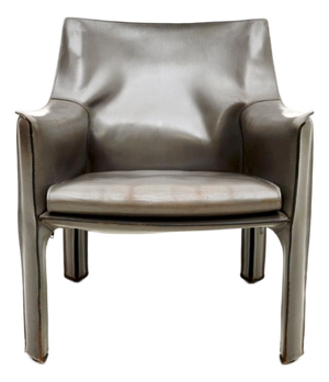Vintage Italian Leather Cab Armchair attributed to Mario Bellini for Cassina, 1970s