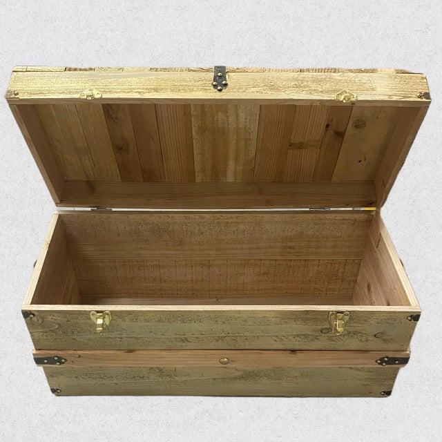 American Custom Steamer Trunk With Golden Blonde Finish For Sale - Image 3 of 4