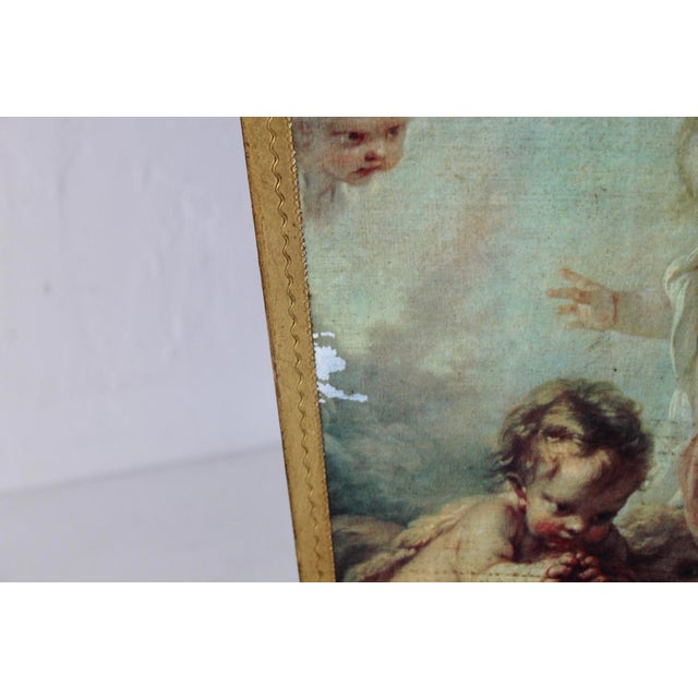 Italian Florentine Gold Gilt Finish Decoupage Cherubs Wastebasket Vintage Mid-Century For Sale - Image 9 of 13