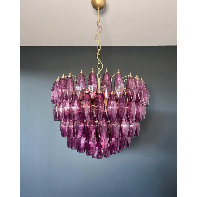 Mid-Century Modern Amethyst Murano Glass Poliedri Candelier, 1990s For Sale - Image 3 of 18