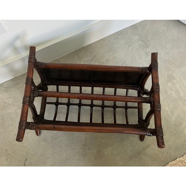 Chinoiserie Vintage Bamboo & Split Reed Magazine/Newspaper Rack For Sale - Image 3 of 11